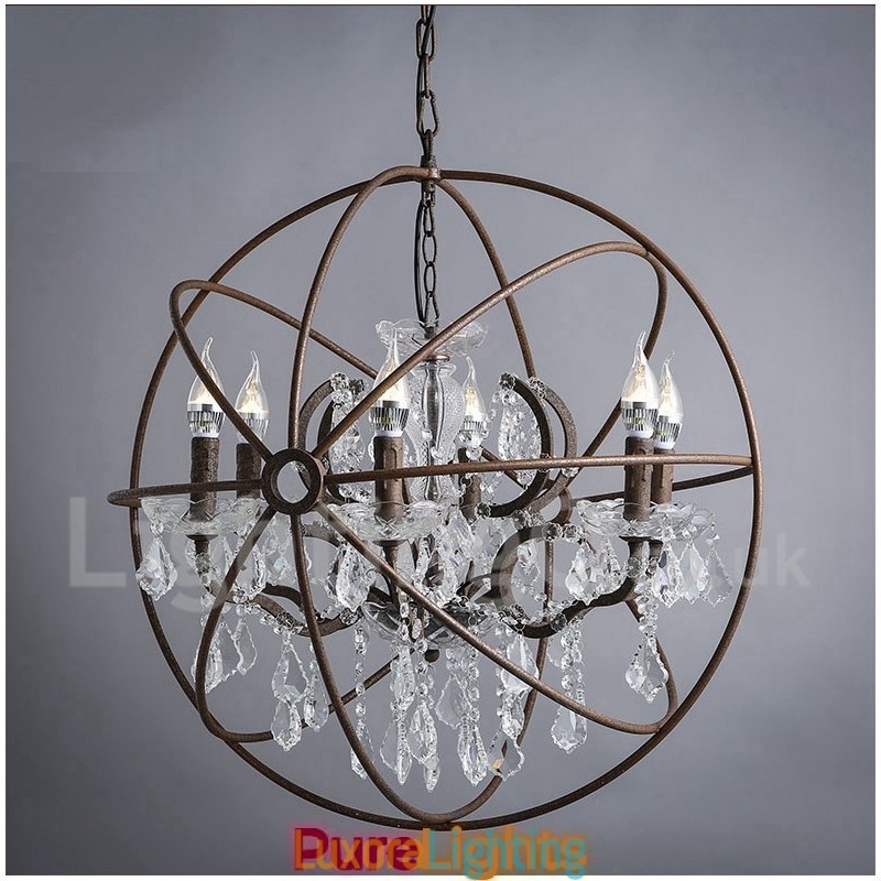 Designer Touch Decorative Diameter 60CM 80CM Vintage Crystal Painting Metal Chandelier Rusty Colour Pendant Light