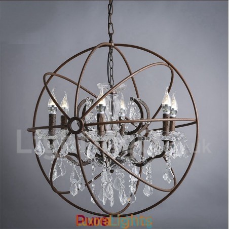 Designer Touch Decorative Diameter 60CM 80CM Vintage Crystal Painting Metal Chandelier Rusty Colour Pendant Light