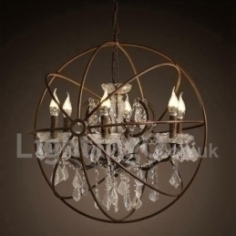 Designer Touch Decorative Diameter 60CM 80CM Vintage Crystal Painting Metal Chandelier Rusty Colour Pendant Light