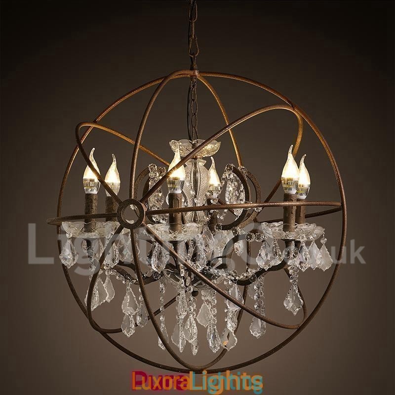 Designer Touch Decorative Diameter 60CM 80CM Vintage Crystal Painting Metal Chandelier Rusty Colour Pendant Light