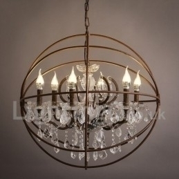 Designer Touch Decorative Diameter 60CM 80CM Vintage Crystal Painting Metal Chandelier Rusty Colour Pendant Light