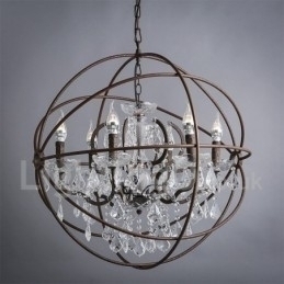Designer Touch Decorative Diameter 60CM 80CM Vintage Crystal Painting Metal Chandelier Rusty Colour Pendant Light