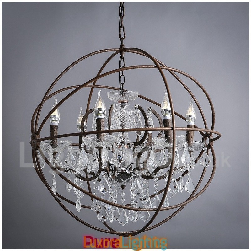 Designer Touch Decorative Diameter 60CM 80CM Vintage Crystal Painting Metal Chandelier Rusty Colour Pendant Light
