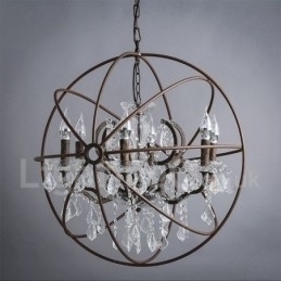 Designer Touch Decorative Diameter 60CM 80CM Vintage Crystal Painting Metal Chandelier Rusty Colour Pendant Light