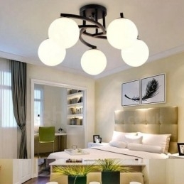 Designer Touch Decorative 5 Light Rustic Lodge Integrated Chandelier with Glass Shade