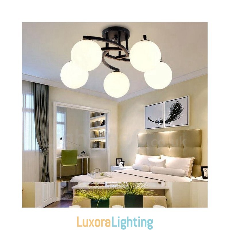 Designer Touch Decorative 5 Light Rustic Lodge Integrated Chandelier with Glass Shade