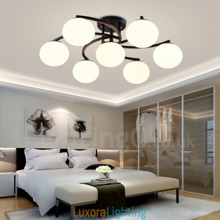 Designer Touch Decorative 7 Light Rustic Lodge Integrated Chandelier with Glass Shade