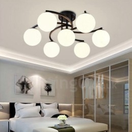 Designer Touch Decorative 7 Light Rustic Lodge Integrated Chandelier with Glass Shade