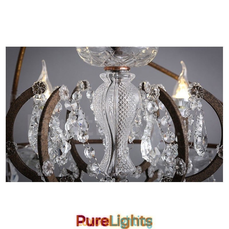 Designer Touch Decorative Diameter 60CM 80CM Vintage Crystal Painting Metal Chandelier Rusty Colour Pendant Light