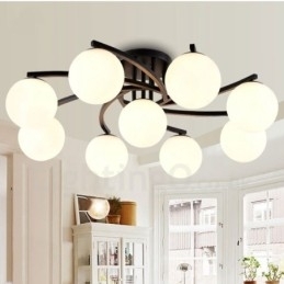 Designer Touch Decorative 9 Light Rustic Lodge Integrated Chandelier with Glass Shade