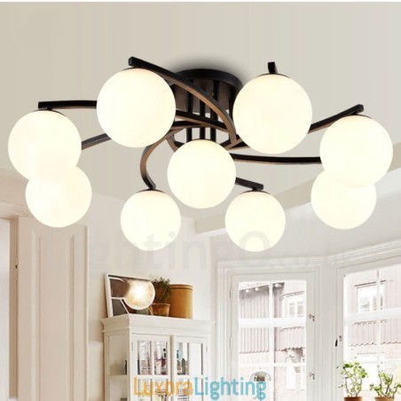 Designer Touch Decorative 9 Light Rustic Lodge Integrated Chandelier with Glass Shade