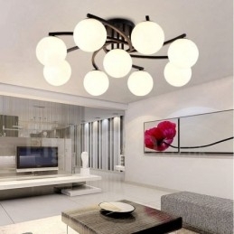 Designer Touch Decorative 9 Light Rustic Lodge Integrated Chandelier with Glass Shade