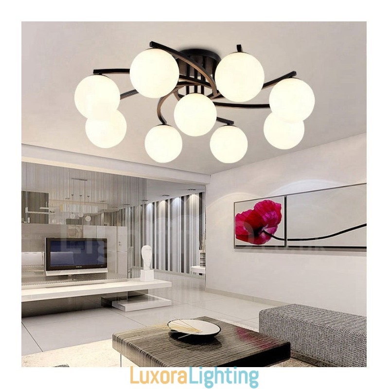 Designer Touch Decorative 9 Light Rustic Lodge Integrated Chandelier with Glass Shade