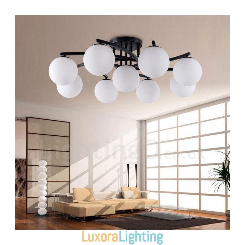 Designer Touch Decorative 9 Light Rustic Lodge Integrated Chandelier with Glass Shade