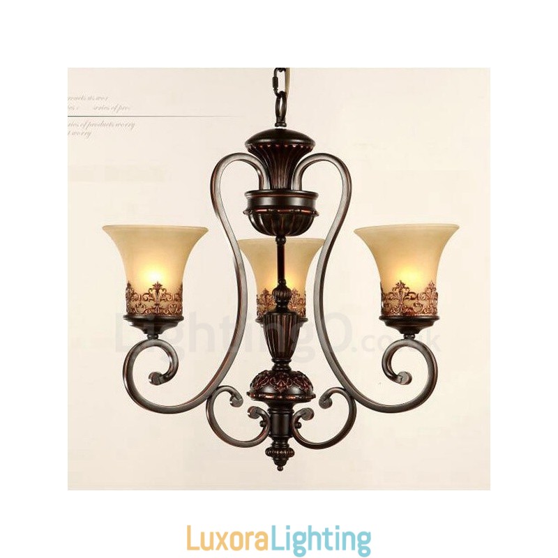 Designer Touch Decorative 3 Light Rustic Lodge Integrated Metal Chandelier