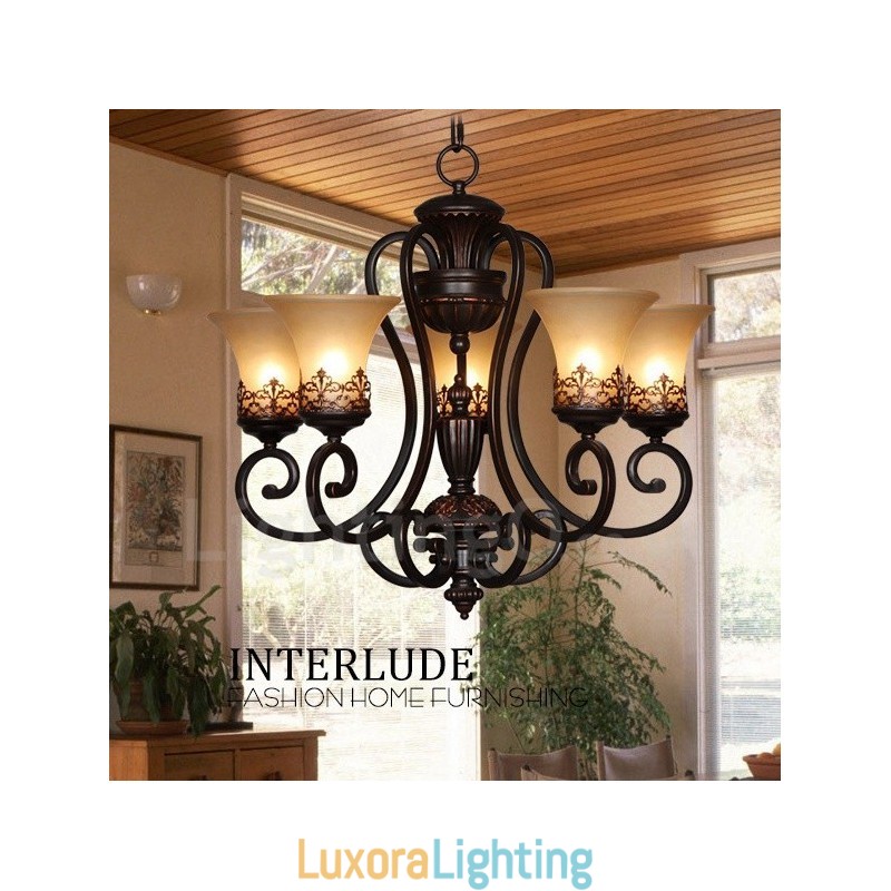 Designer Touch Decorative 5 Light Rustic Lodge Integrated Metal Chandelier