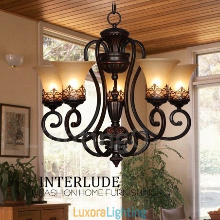 Designer Touch Decorative 5 Light Rustic Lodge Integrated Metal Chandelier