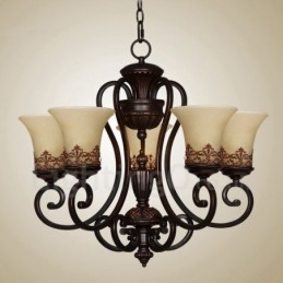 Designer Touch Decorative 5 Light Rustic Lodge Integrated Metal Chandelier