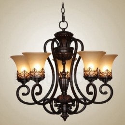 Designer Touch Decorative 5 Light Rustic Lodge Integrated Metal Chandelier