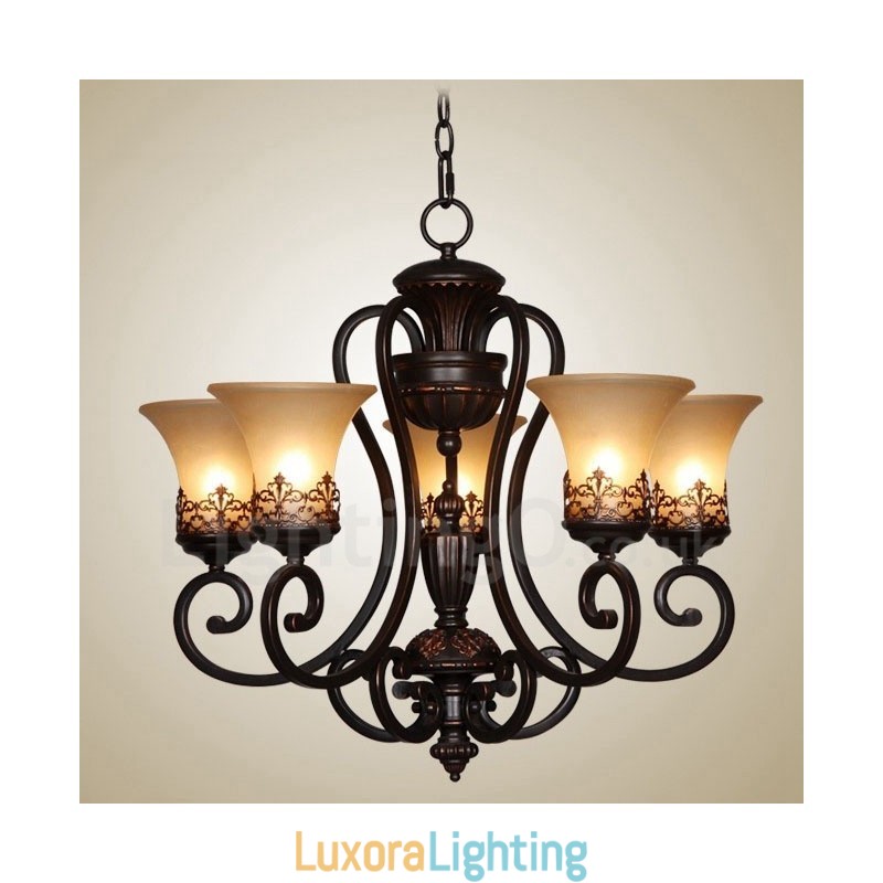 Designer Touch Decorative 5 Light Rustic Lodge Integrated Metal Chandelier