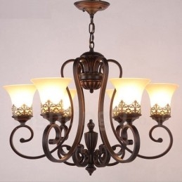 Designer Touch Decorative 6 Light Rustic Lodge Integrated Metal Chandelier