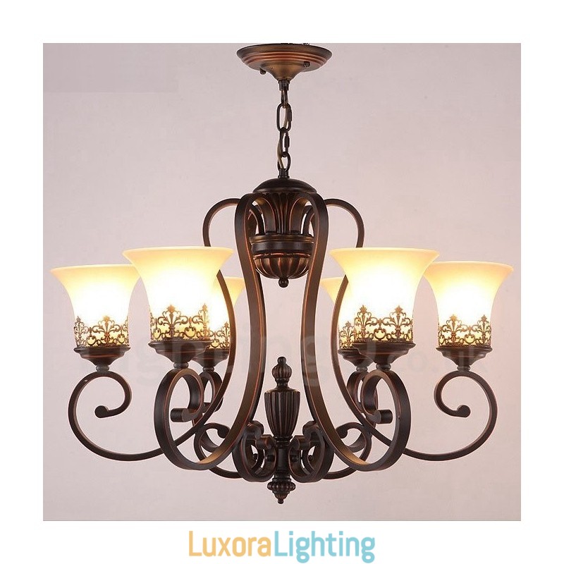 Designer Touch Decorative 6 Light Rustic Lodge Integrated Metal Chandelier