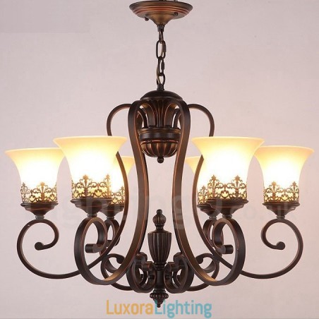 Designer Touch Decorative 6 Light Rustic Lodge Integrated Metal Chandelier