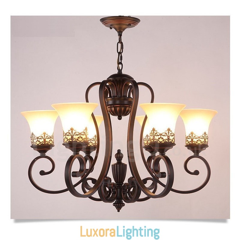 Designer Touch Decorative 6 Light Rustic Lodge Integrated Metal Chandelier