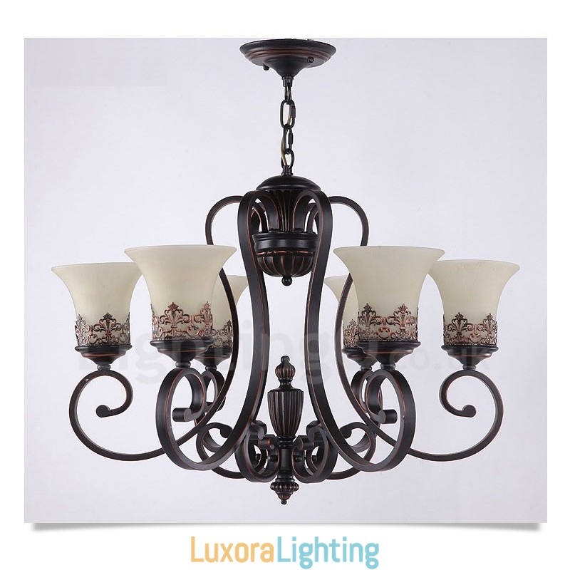 Designer Touch Decorative 6 Light Rustic Lodge Integrated Metal Chandelier