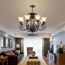 Designer Touch Decorative 8 Light Rustic Lodge Integrated Metal Chandelier