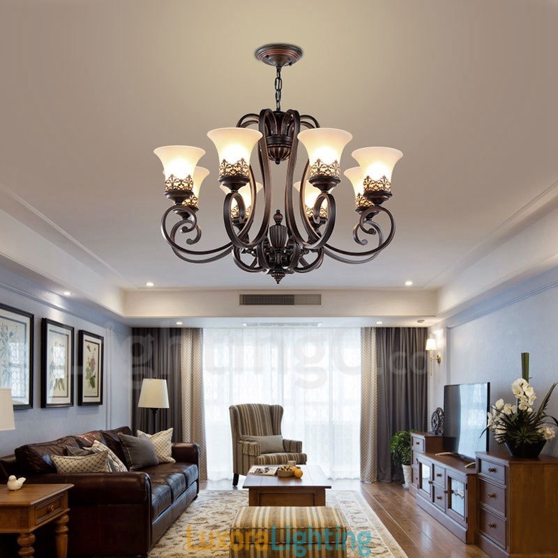 Designer Touch Decorative 8 Light Rustic Lodge Integrated Metal Chandelier