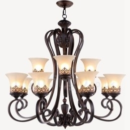 Designer Touch Decorative 12 Light Rustic Lodge Integrated Metal Chandelier