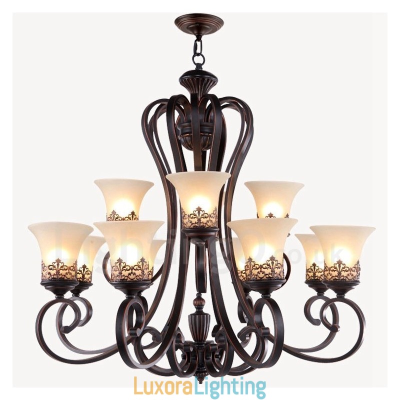 Designer Touch Decorative 12 Light Rustic Lodge Integrated Metal Chandelier