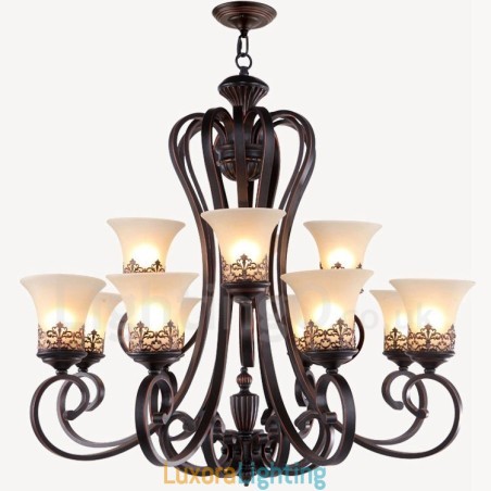 Designer Touch Decorative 12 Light Rustic Lodge Integrated Metal Chandelier