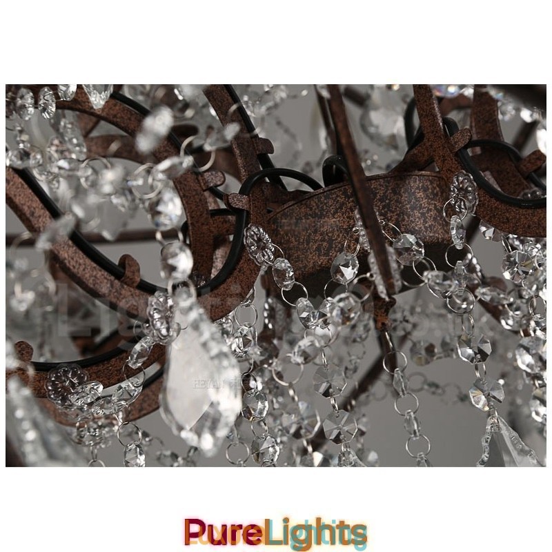 Designer Touch Decorative Diameter 60CM 80CM Vintage Crystal Painting Metal Chandelier Rusty Colour Pendant Light