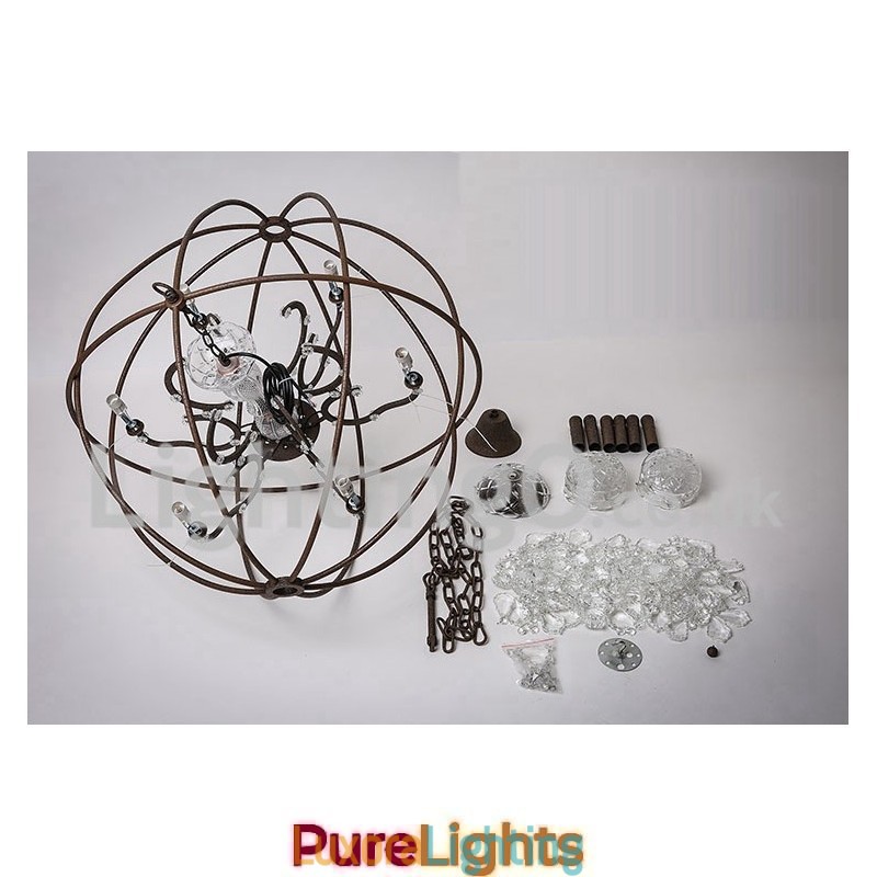 Designer Touch Decorative Diameter 60CM 80CM Vintage Crystal Painting Metal Chandelier Rusty Colour Pendant Light