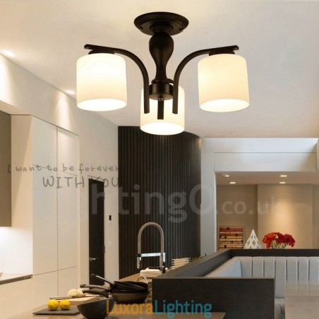 Designer Touch Decorative 3 Light Country Integrated Metal Chandelier with Glass Shade