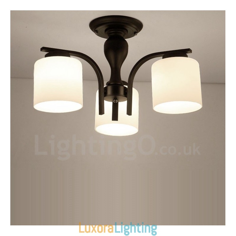 Designer Touch Decorative 3 Light Country Integrated Metal Chandelier with Glass Shade