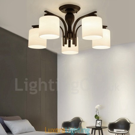 Designer Touch Decorative 5 Light Country Integrated Metal Chandelier with Glass Shade