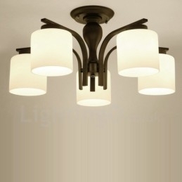 Designer Touch Decorative 5 Light Country Integrated Metal Chandelier with Glass Shade