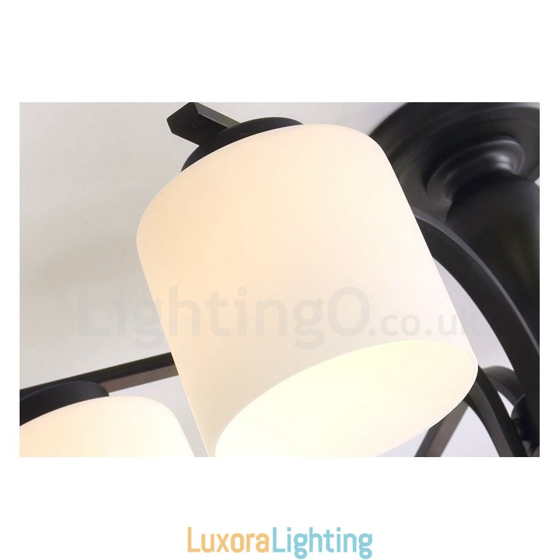 Designer Touch Decorative 5 Light Country Integrated Metal Chandelier with Glass Shade