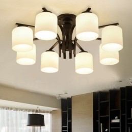 Designer Touch Decorative 8 Light Country Integrated Metal Chandelier with Glass Shade