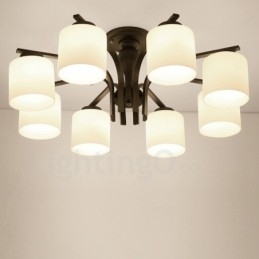 Designer Touch Decorative 8 Light Country Integrated Metal Chandelier with Glass Shade