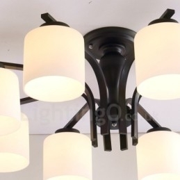 Designer Touch Decorative 8 Light Country Integrated Metal Chandelier with Glass Shade