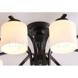 Designer Touch Decorative 8 Light Country Integrated Metal Chandelier with Glass Shade