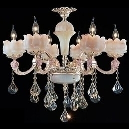 Designer Touch Decorative European Style Zinc Alloy Crystal Pendant lamps And Natural Jade