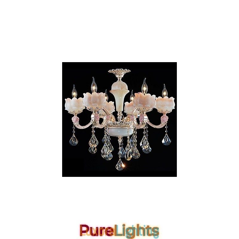 Designer Touch Decorative European Style Zinc Alloy Crystal Pendant lamps And Natural Jade