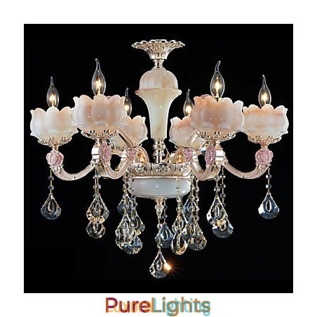 Designer Touch Decorative European Style Zinc Alloy Crystal Pendant lamps And Natural Jade