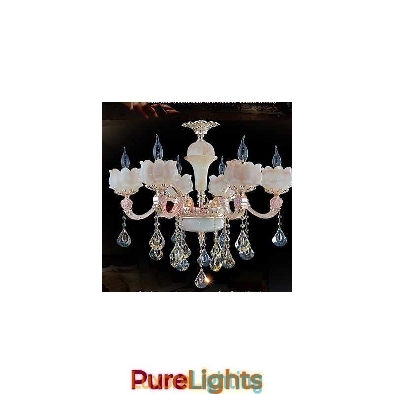 Designer Touch Decorative European Style Zinc Alloy Crystal Pendant lamps And Natural Jade
