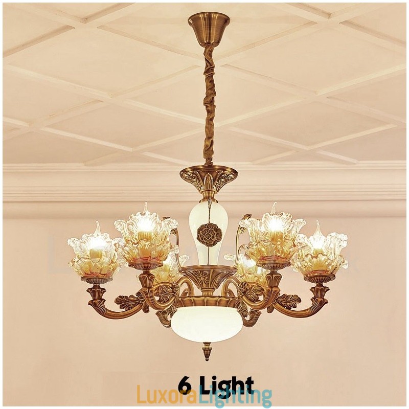 Designer Touch Decorative 6 Light Traditional Classic Integrated Metal Chandelier